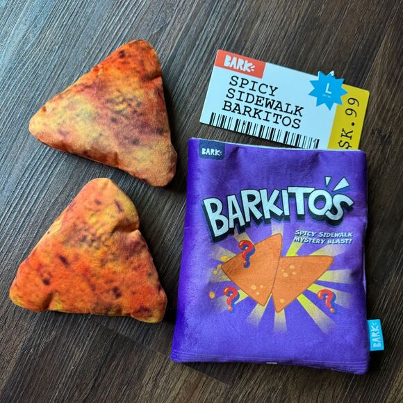 Bark Box Spicy Sidewalk Barkitos L Plush Dog Toy Set Crinkle Squeaker Doritos - Picture 1 of 5